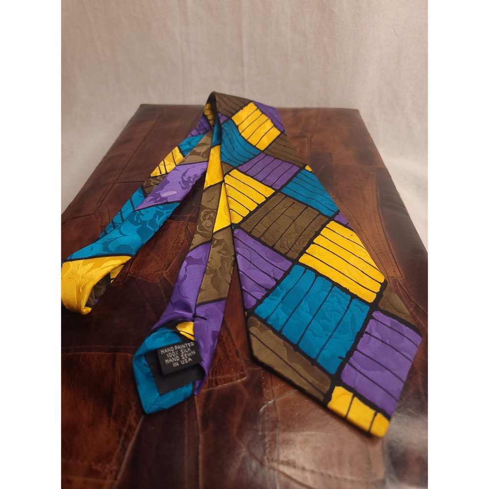 Robert Daskai Larry Hope Rose Tie - Hand Painted/Sewn 4.5x60"